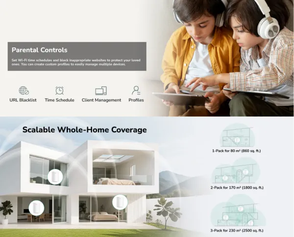 Cudy M1500 3-Pack,AX1500 Gigabit Mesh Wi-Fi 6 System,1201 Mbps + 300 Mbps Wi-Fi Slika 2