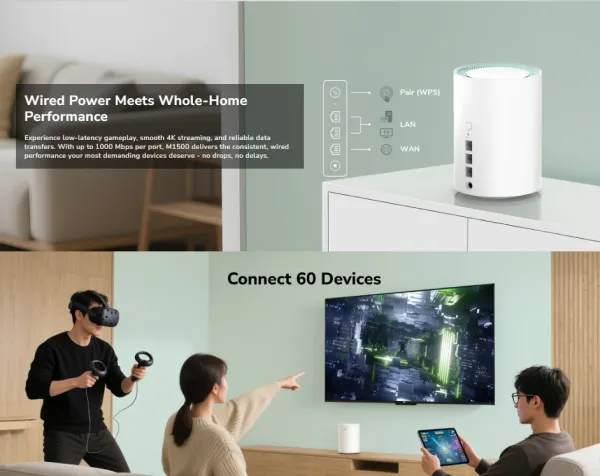 Cudy M1500 3-Pack,AX1500 Gigabit Mesh Wi-Fi 6 System,1201 Mbps + 300 Mbps Wi-Fi Slika 3