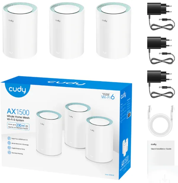 Cudy M1500 3-Pack,AX1500 Gigabit Mesh Wi-Fi 6 System,1201 Mbps + 300 Mbps Wi-Fi Slika 6