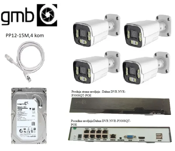 GMB-IP8MP-01 SET 4 kamere poe switch 2tb hdd 8mpx kamera Slika 5