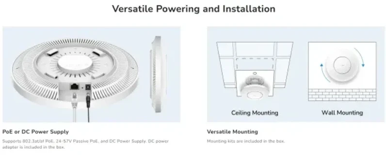 Cudy AC1200 Wi-Fi Access Point, AP1200 1.0,867 Mbps + 300 Mbps Wi-Fi 1, 802.3at/af, Passive PoE, D Slika 2