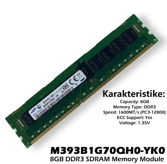 Ram memorija DDR3 SAMSUNG, M393B1G70QH0-YK0  8GB 1RX4PC3L-12800R-11-12-C2-D3 Slika 2