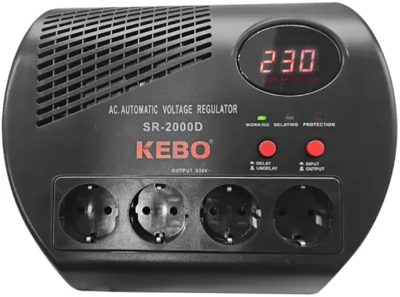Kebo Stabilizator napona 2000VA 1200W,Crna,Displej Slika 2