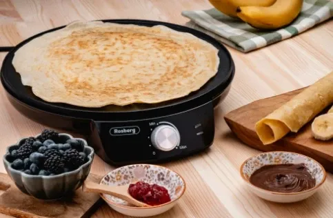 Rosberg aparat za palacinke R51323A 1200W,crna,indicator napajanja,nelepljiv premaz Slika 1