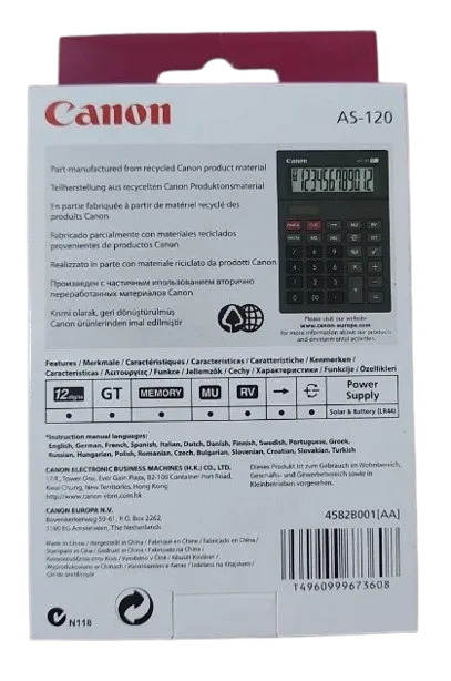CANON kalkulator AS-120, solar+baterija Slika 5