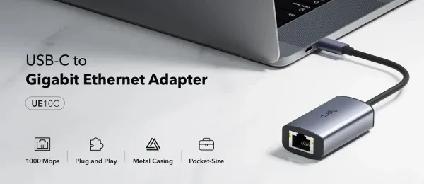 Cudy UE10C USB-C to Gigabit Ethernet Adapter,10/100/1000 Mbps Ethernet Port Slika 3
