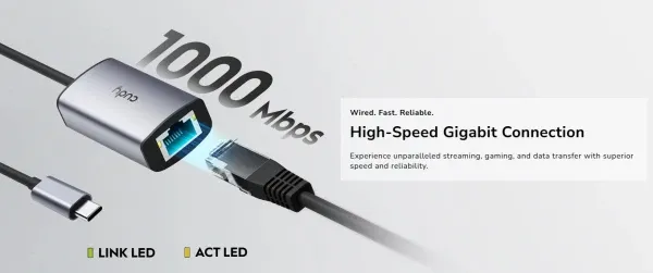 Cudy UE10C USB-C to Gigabit Ethernet Adapter,10/100/1000 Mbps Ethernet Port Slika 4