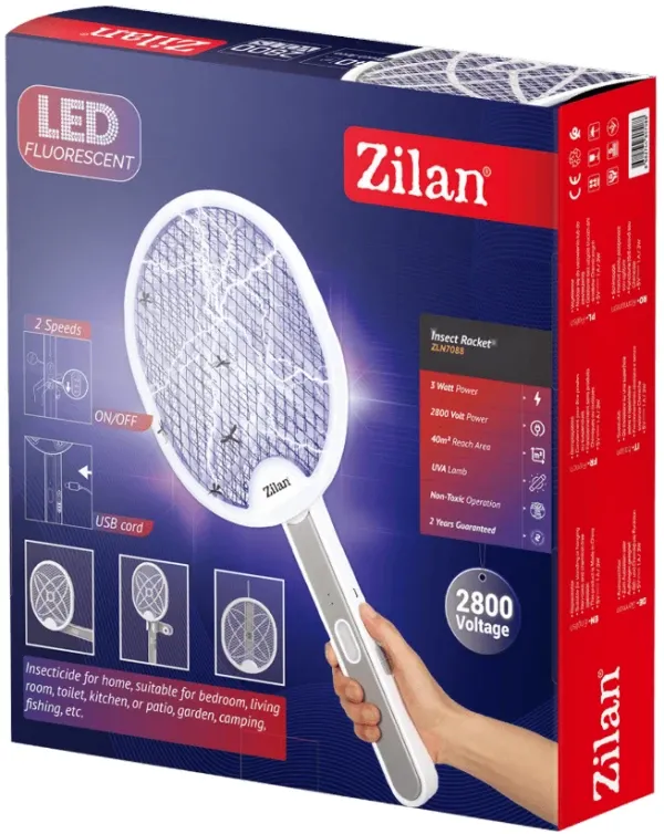 Zilan ZLN7088 Elektricna zamka (reket) za insekte (komarce, muve i sl.),3W,Li-ion punjiva baterija Slika 3