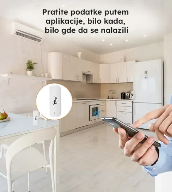 Tuya Wi-Fi smart termometar i higrometar -20° do 60°C, WIFI, Tuya app,Bela Slika 3