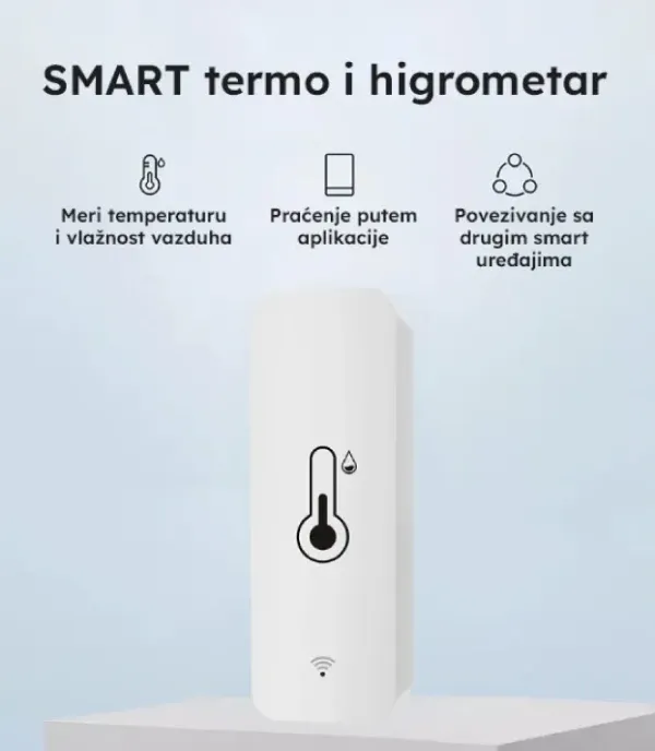 Tuya Wi-Fi smart termometar i higrometar -20° do 60°C, WIFI, Tuya app,Bela Slika 1