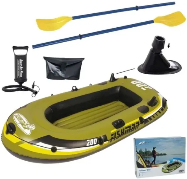 Fishman Gumeni camac 218x110x26cm,do 190kg,rucna pumpa,dva plasticna vesla Slika 1