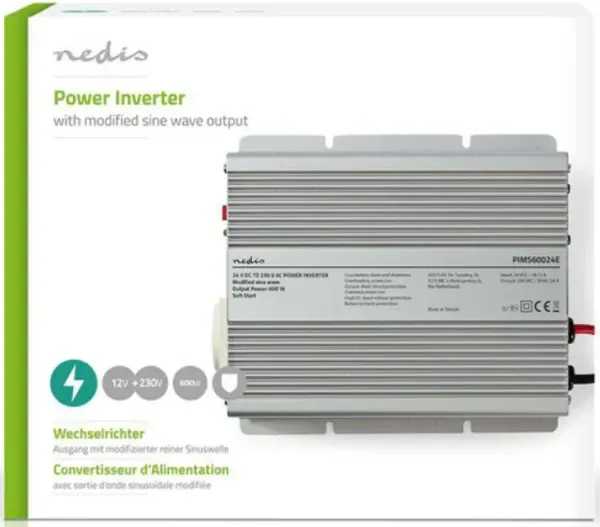 NEDIS PIMS60024E Pretvarac napona sa modifikovanim sinusnim talasom, 24 V DC , 230 V AC 50 Hz , 600 Slika 5