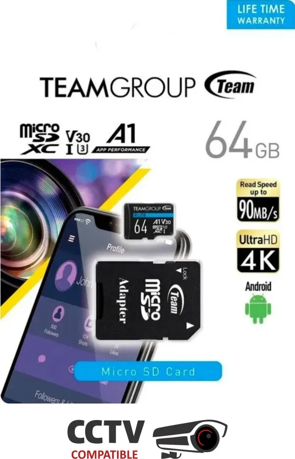 TEAM GROUP TeamGroup MICRO SDXC 64GB ELITE, UHS-I U3 V30 A1, 100/50MB/s +SD Adapter TEAUSDX64GIV30A103 Slika 8