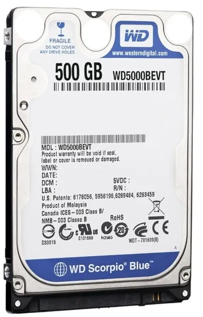 HDD 2.5 * 500GB WD5000BEVT BLUE scorpio 5400rpm 8mb SATA 9.5mm Slika 1