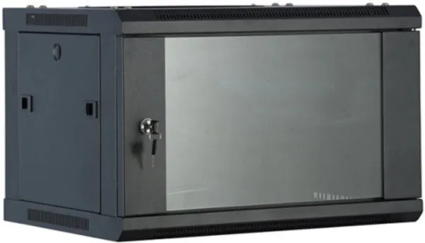 Rek ExeLink 19in,4U,600×450 zidni orman,nosivost do 30-40kg,kaljeno staklo,crna Slika 1