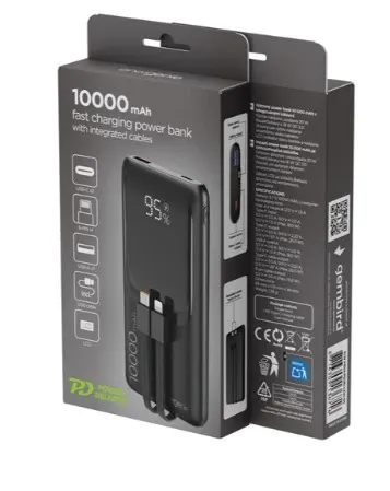 PB10-PD20-LCD-01 Gembird 20 W prenosni punjaè sa brzim punjenjem i integrisanim kablovima, 10000 mAh Slika 9