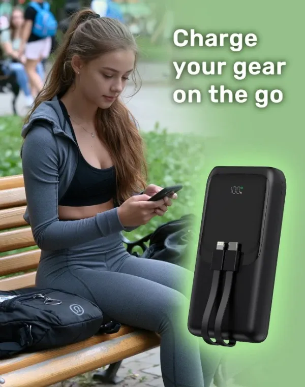PB10-PD20-LCD-01 Gembird 20 W prenosni punjaè sa brzim punjenjem i integrisanim kablovima, 10000 mAh Slika 7