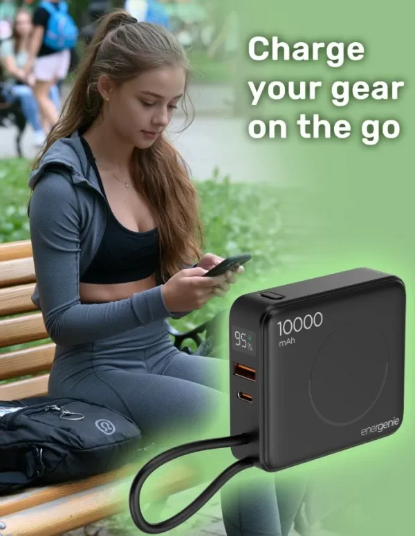 PB10-WPC15-LCD-01 Gembird 20 W prenosni punjaè sa brzim punjaèem i bežiènim punjaèem, 10000 mAh,crni Slika 3