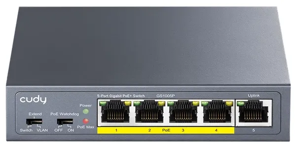 CUDY GS1005P 2.0 Switch Gigabit RJ45 PoE portovi 30 W IEEE 802.3at/af Slika 1