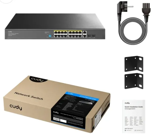 Cudy GS1018PS2 V3.0 Switch Gigabit RJ45 portovi:18 PoE portovi: 16 30W Slika 2