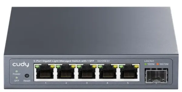 Cudy GS105ES1 V1.0 Switch Flash/ROM: 8 MB (64 Mbit) 1.25G SFP Gigabit RJ45 Slika 1