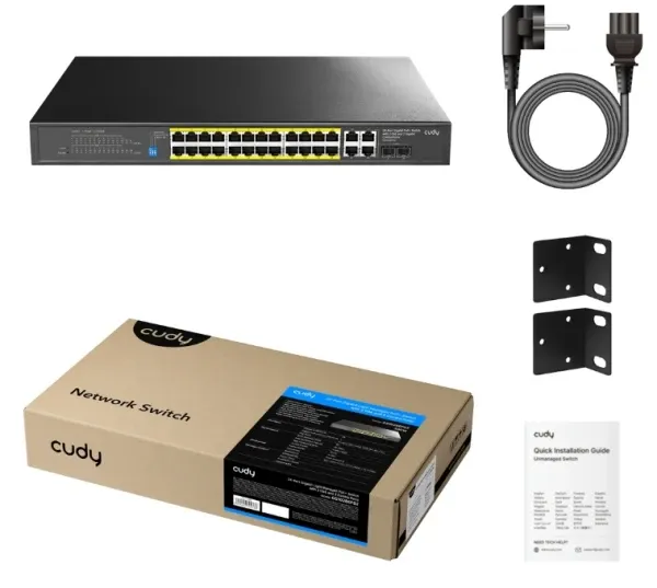 Cudy GS1028EPS2, 24-Port Gigabit Cloud Easy-Managed PoE+ Switch with 2 GbE and 2 Combo Ports, 300W Slika 3