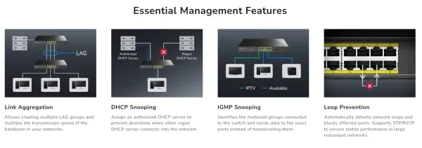 Cudy GS1028EPS2, 24-Port Gigabit Cloud Easy-Managed PoE+ Switch with 2 GbE and 2 Combo Ports, 300W Slika 6