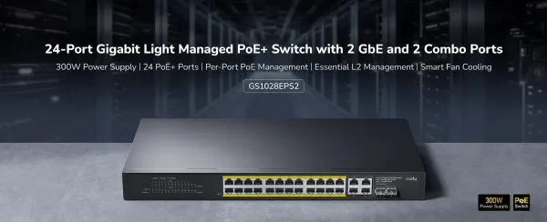 Cudy GS1028EPS2, 24-Port Gigabit Cloud Easy-Managed PoE+ Switch with 2 GbE and 2 Combo Ports, 300W Slika 9