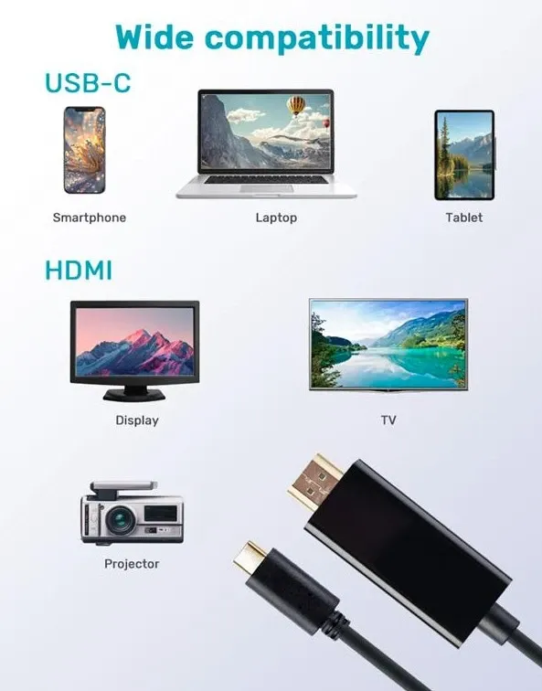 A-CM-HDMIM-01 Gembird USB-C male to HDMI-male adapter, 4K 30Hz, 2 m, black Slika 5