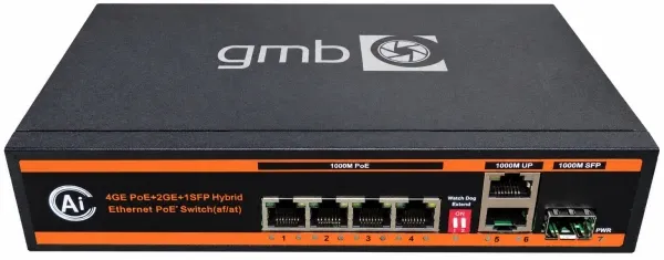 GEMBIRD GMB POE-GS1006PS1 Switch,4 PoE 100/1000M, 2 UP-Link 100/1000M +1 SFP port,52V 65W,30W/PoE,VLAN,250m Slika 3