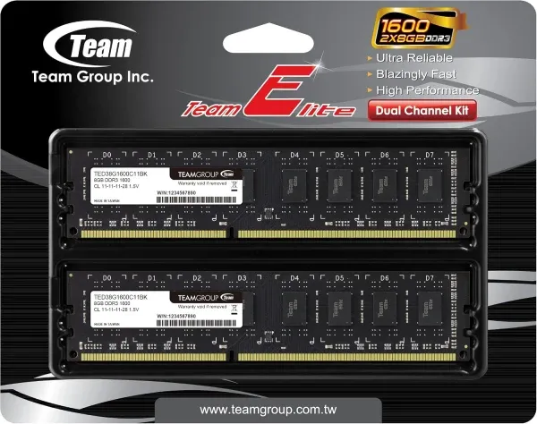TEAM GROUP TeamGroup DDR3 TEAM ELITE UD-D3 16GB (8GBx2) 1600MHz 1,35V 11-11-11-28 TED3L16G1600C11DC01 Slika 2