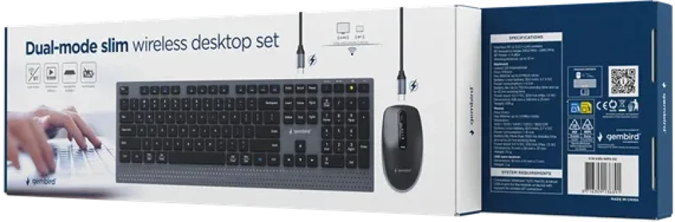 GEMBIRD KBS-WPS-02 Bezicni desktop set tastatura i mis Bluetooth 5.2 + WiFi 2.4 GHz US layout Slika 4