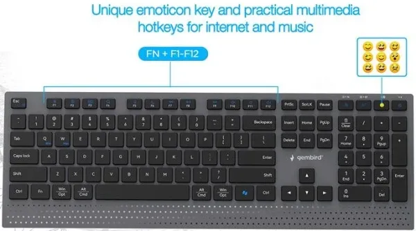 GEMBIRD KBS-WPS-02 Bezicni desktop set tastatura i mis Bluetooth 5.2 + WiFi 2.4 GHz US layout Slika 5