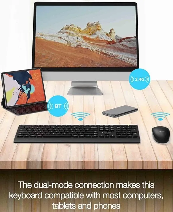 GEMBIRD KBS-WPS-02 Bezicni desktop set tastatura i mis Bluetooth 5.2 + WiFi 2.4 GHz US layout Slika 8