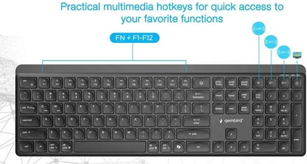 KB-WPS-03 Gembird Bluetooth + 2.4 GHz Bezicni mis + tastatura US layout black Slika 6