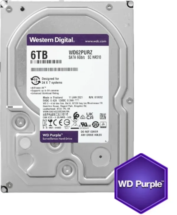 HDD 3.5 * 6TB WD62PURZ WD Purple 24/7 5400RPM 256MB SATA3 Slika 1