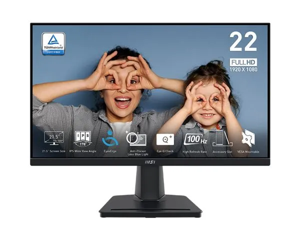 Monitor 22 MSI PRO MP225 Flat FHD IPS 100Hz 1 ms HDMI/VGA Slika 1