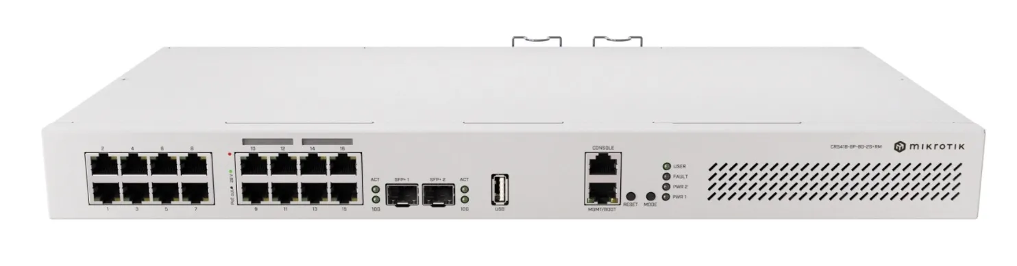 MikroTik CRS418-8P-8G-2S+RM Switch, 16Giga-8x PoE, 2x SFP+ Slika 1