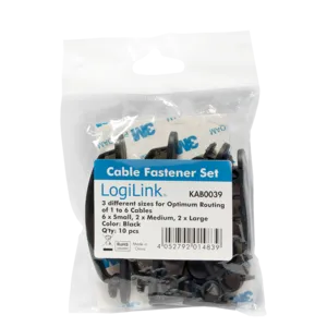 LogiLink držač kablova - set 10 komada, crni Slika 3