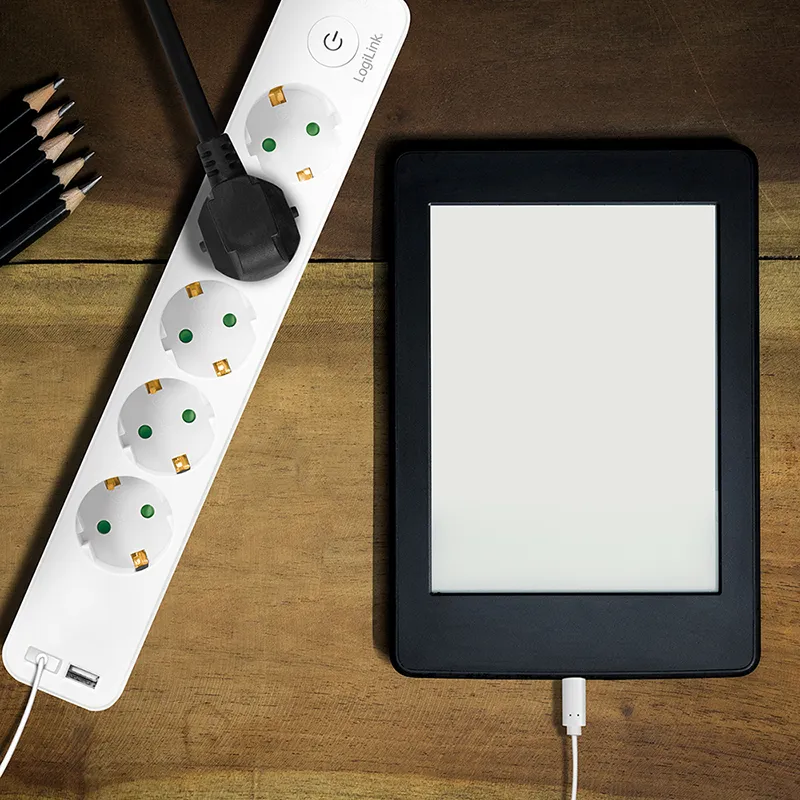 Logilink produžni kabl 5 mesta, 2 USB, prekidač, 1.5m, beli Slika 4