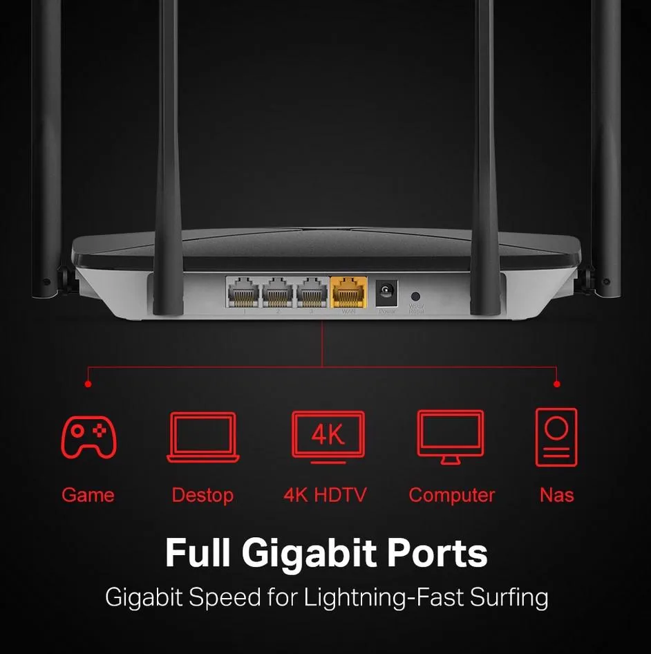 Mercusys AC12G V2.2, 4 x 5dbi,WiFi5 Gigabit, AC1300 Dual Band Wireless Router Slika 3