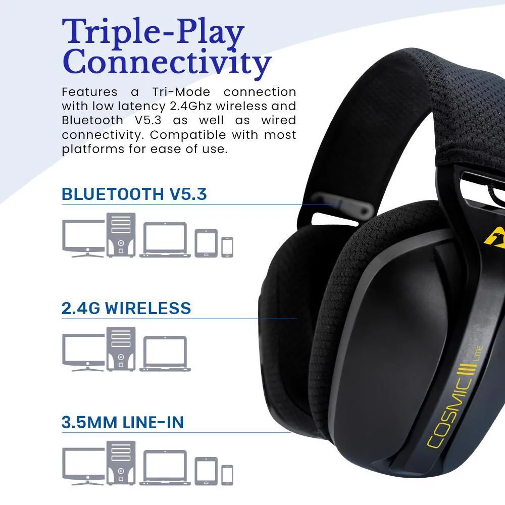 Armaggeddon COSMIC-III Lite Wireless/BT/AUX Black Headset Slika 6