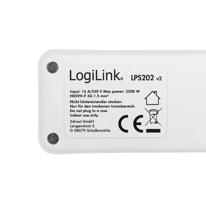 Logilink produžni kabl 6 mesta, prekidač, 1.5m, beli Slika 4
