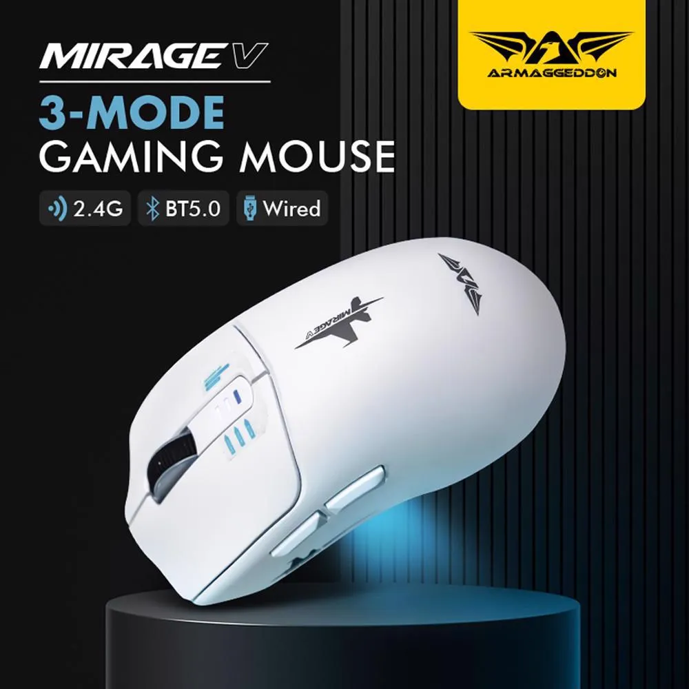 ARMAGGEDDON Mirage V Wireless/BT Gaming Mouse White Slika 1