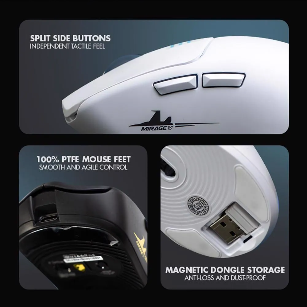 ARMAGGEDDON Mirage V Wireless/BT Gaming Mouse White Slika 3