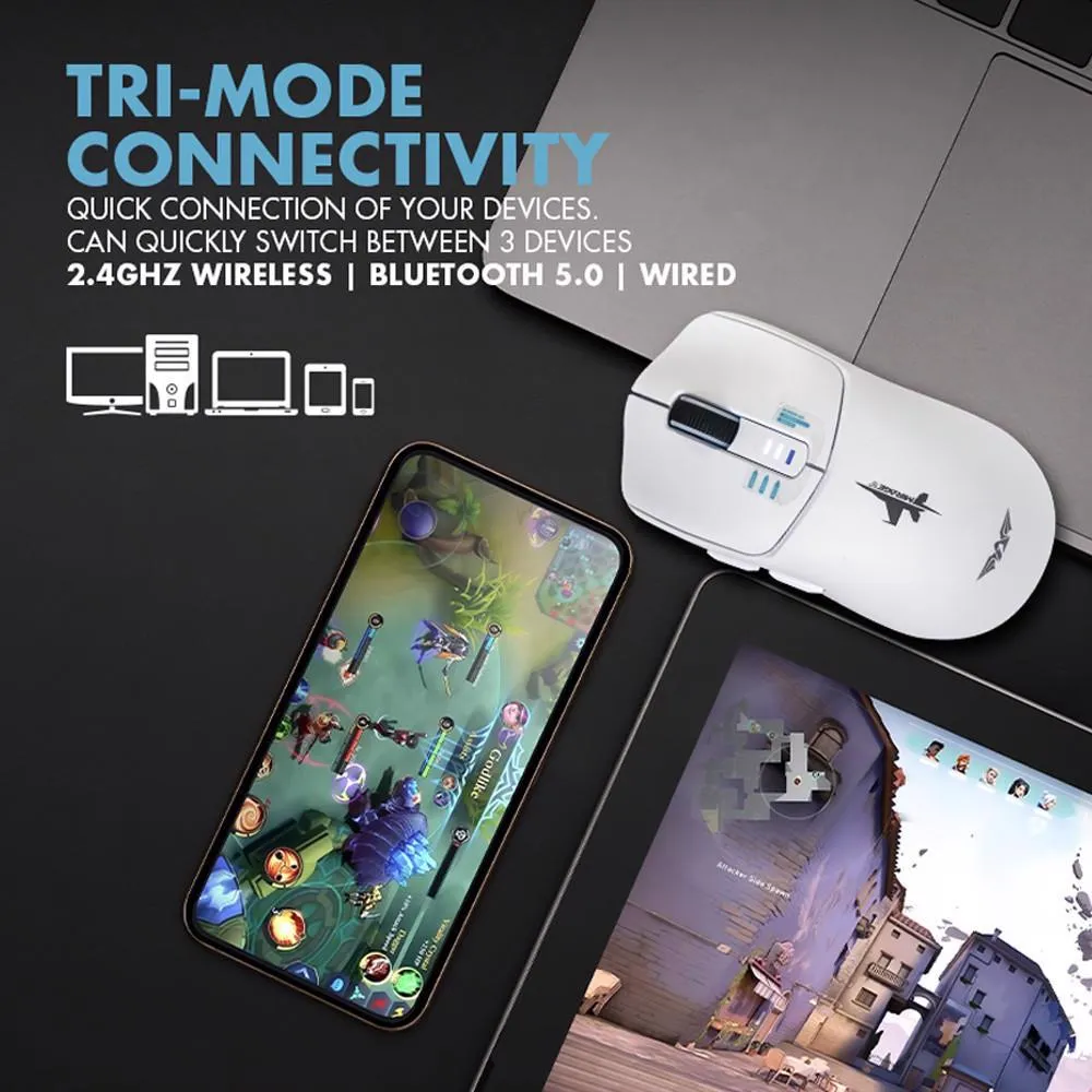 ARMAGGEDDON Mirage V Wireless/BT Gaming Mouse White Slika 4