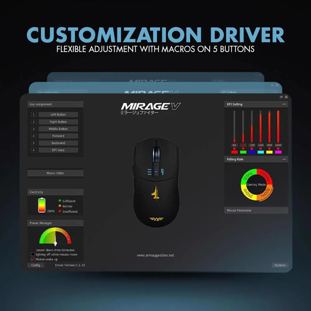 ARMAGGEDDON Mirage V Wireless/BT Gaming Mouse White Slika 6