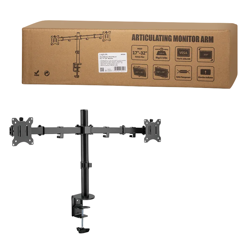 Logilink nosač za 2 monitora, 17-32", čelik, 360°, VESA 75 i 100 Slika 4