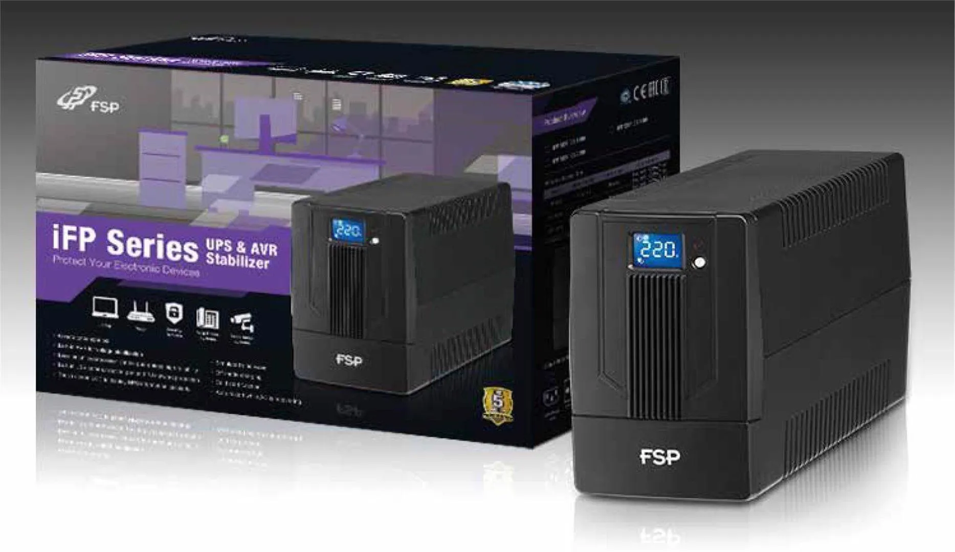 FSP UPS line interactive iFP 1500VA/900W šuko x2+IEC x2 12V/9Ahx2 LCD Slika 2