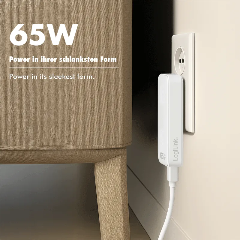 Punjač slim PD 65W, USB AF, USB CF type C, Logilink Slika 2